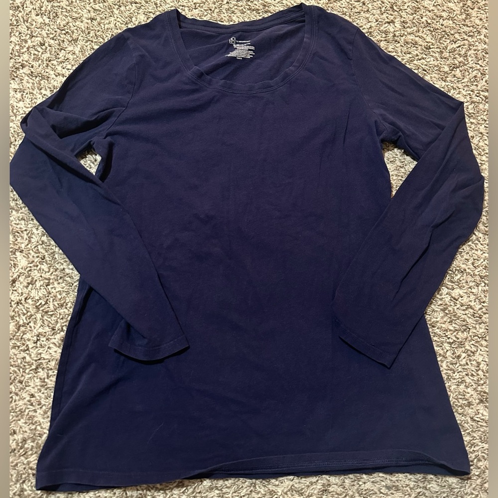 No Boundaries Navy Blue Long Sleeve Casual Tee